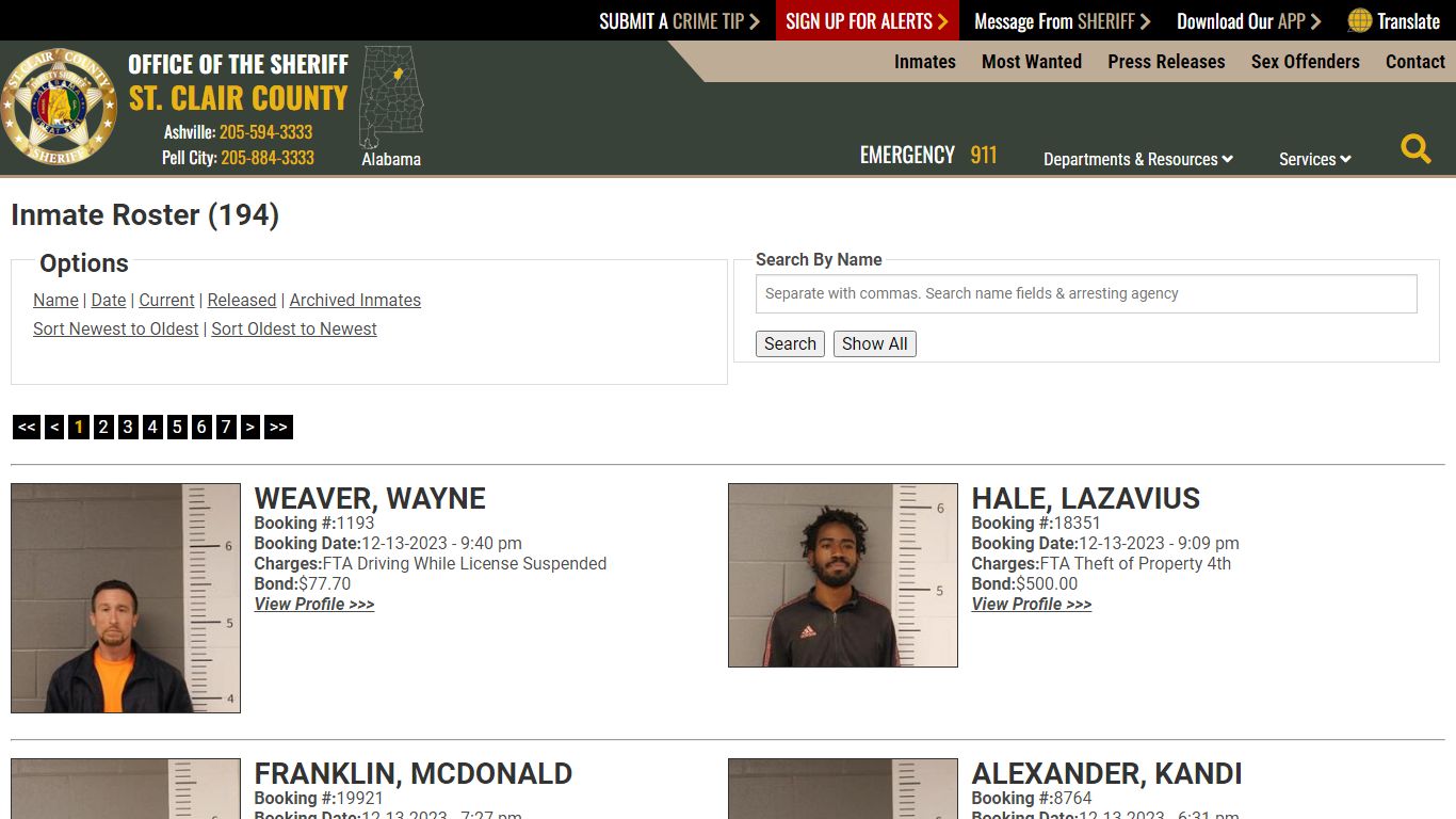 Inmate Roster - Current Inmates Booking Date Descending - St. Clair ...
